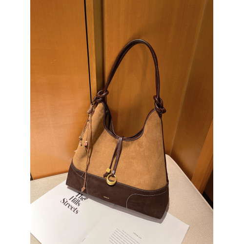 [明星推薦]植鞣磨砂真皮大容量托特包2025腋下百搭輕奢手提斜後後背包