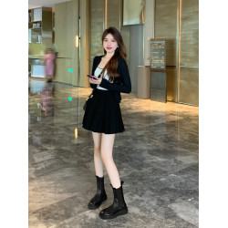 羊皮版~真皮復古厚底英倫風切爾西靴短靴女中筒褶皺菸筒靴馬丁靴