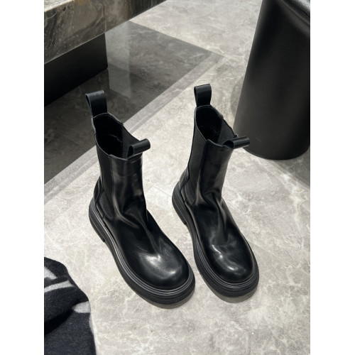 羊皮版~真皮復古厚底英倫風切爾西靴短靴女中筒褶皺菸筒靴馬丁靴