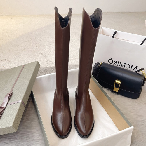 長靴女2026年新款秋款網紅爆款冬季加絨長筒騎士尖頭v口高筒靴子