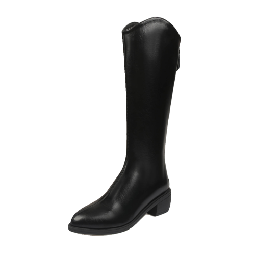 西部牛仔騎士靴女2025秋冬新款高筒V口尖頭內增高長筒靴女後拉鍊 西部牛仔騎士靴女2025秋冬新款高筒V口尖頭內增高長筒靴女後拉鍊