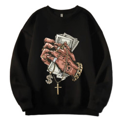 美式復古hiphop手棒美金純棉衛衣男女秋冬加絨潮牌高街薄款oversi