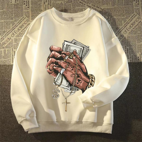 美式復古hiphop手棒美金純棉衛衣男女秋冬加絨潮牌高街薄款oversi