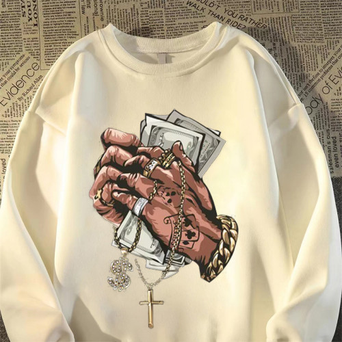 美式復古hiphop手棒美金純棉衛衣男女秋冬加絨潮牌高街薄款oversi