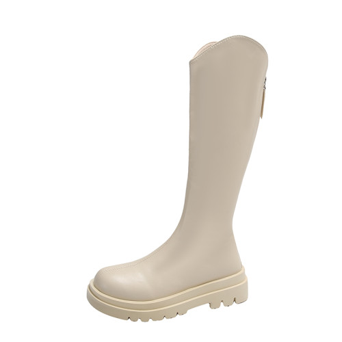 顯瘦馬丁靴英倫風高筒靴子女秋冬2024新款百搭胖mm厚底長筒騎士靴