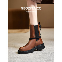 真皮菸筒靴厚底中筒馬丁靴子2025秋季新款切爾西短靴英倫秋冬女鞋