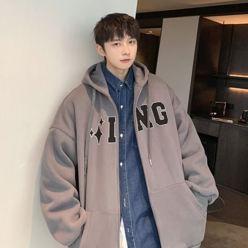 加絨加厚300斤拉鍊開衫男衛衣連帽衫加肥加大碼寬鬆休閒秋冬外套 加絨加厚300斤拉鍊開衫男衛衣連帽衫加肥加大碼寬鬆休閒秋冬外套