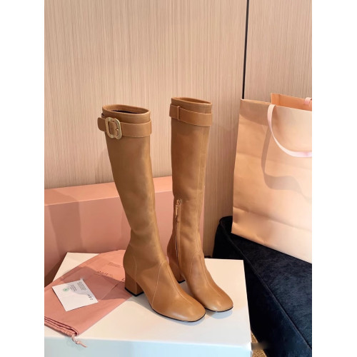 張元英同款粗跟不過膝長靴女後拉鍊長筒瘦瘦靴方頭皮帶釦騎士靴