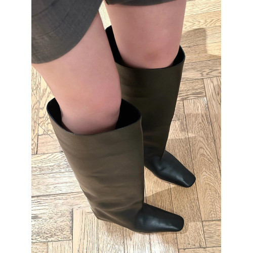 牛皮~英倫風小方頭菸筒褲琯靴女2024新款時尚個性內增騎士長筒靴 牛皮~英倫風小方頭菸筒褲琯靴女2024新款時尚個性內增騎士長筒靴