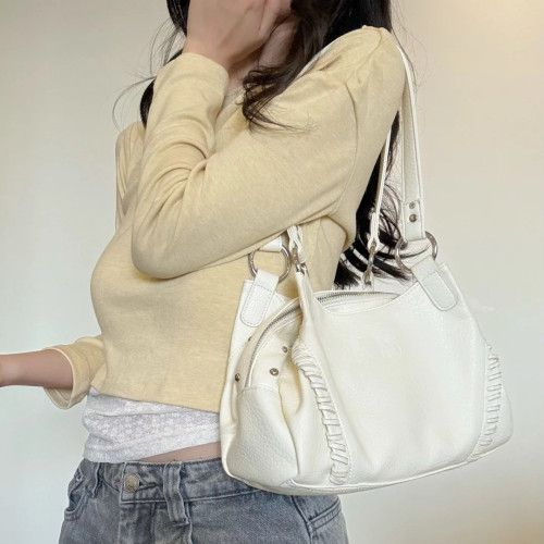 ason流浪包博主同款韓國24FW真皮機車復古單肩腋下包大容量手提包 ason流浪包博主同款韓國24FW真皮機車復古單肩腋下包大容量手提包