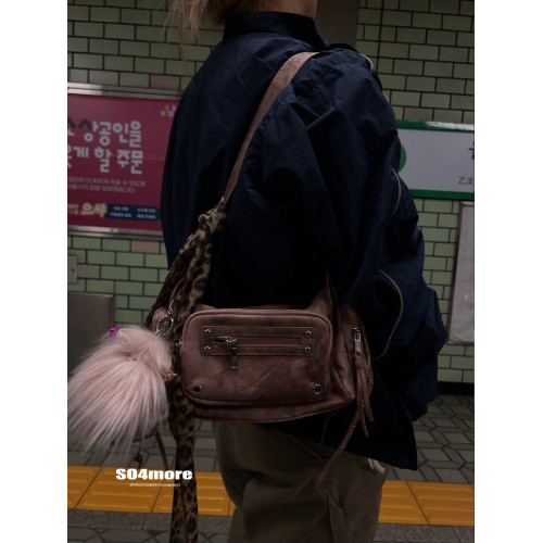 【SO4more】韓國直郵 black purple 官方正品marco機車單肩斜後後背包