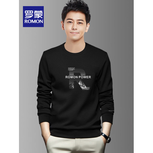 羅矇休閒衛衣男士2026新款加絨無帽外套秋冬款潮流長袖打底衫上衣