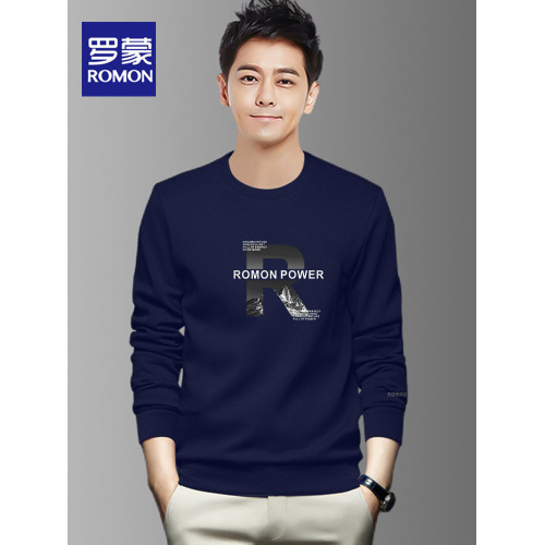 羅矇休閒衛衣男士2026新款加絨無帽外套秋冬款潮流長袖打底衫上衣