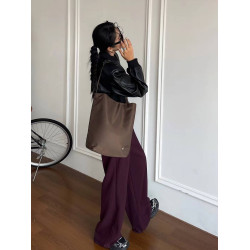 慵懶風復古尼龍布水桶包2025新款百搭托特包大容量單肩學生上課包