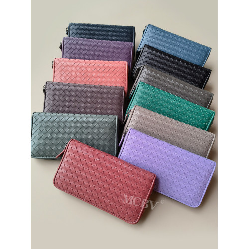 MCBV羊皮手工編織手拿包真皮拉鍊包手機包卡包現金收納一體包