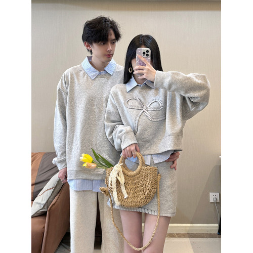 小衆設計感情侶裝秋季韓版衛衣連衣裙兩件套法式一衣一裙ins潮牌