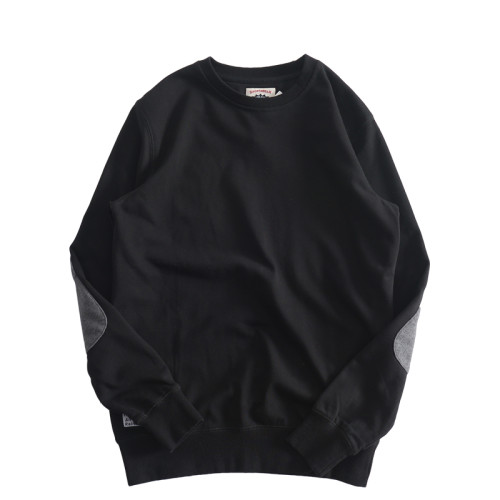 純棉圓領衛衣男寬鬆日系休閒潮流套頭百搭無帽純色長袖外套春秋季