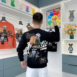 2025新款春秋季純棉衛衣男潮流圓領印花套頭體恤百搭休閒長袖上衣