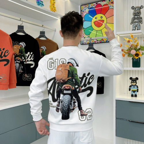 2025新款春秋季純棉衛衣男潮流圓領印花套頭體恤百搭休閒長袖上衣