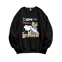 銀狐絨韓版潮牌史努比印花圓領衛衣情侶裝秋冬ins休閒洋氣外套女