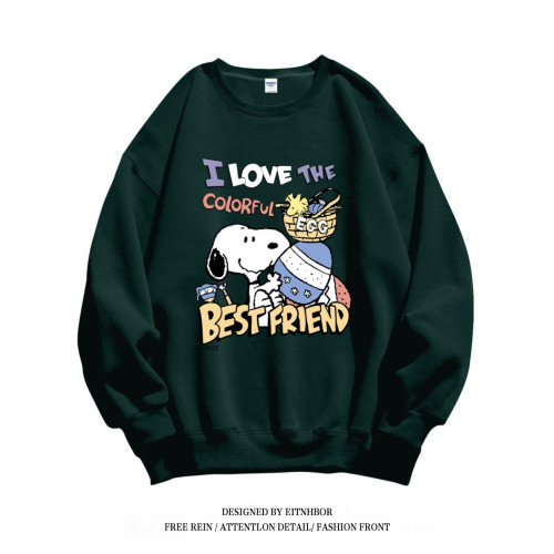 銀狐絨韓版潮牌史努比印花圓領衛衣情侶裝秋冬ins休閒洋氣外套女