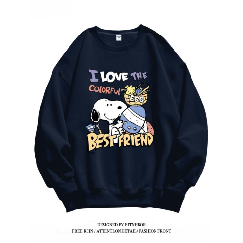 銀狐絨韓版潮牌史努比印花圓領衛衣情侶裝秋冬ins休閒洋氣外套女