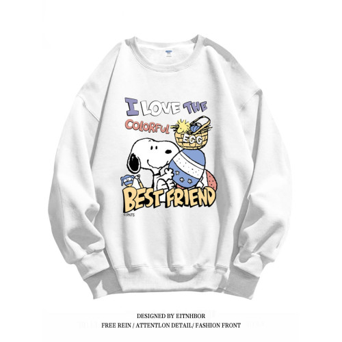 銀狐絨韓版潮牌史努比印花圓領衛衣情侶裝秋冬ins休閒洋氣外套女