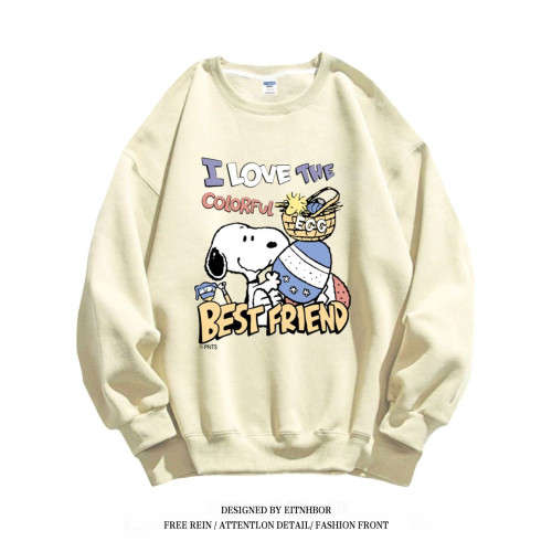 銀狐絨韓版潮牌史努比印花圓領衛衣情侶裝秋冬ins休閒洋氣外套女