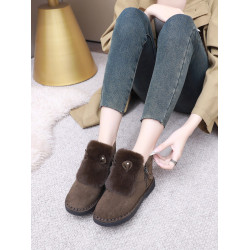 毛毛鞋加絨女士棉鞋2025冬季平底雪地靴保暖加厚外穿短靴防滑棉靴