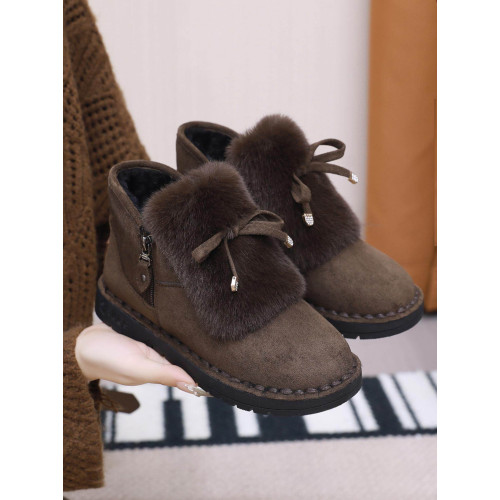 毛毛鞋加絨女士棉鞋2025冬季平底雪地靴保暖加厚外穿短靴防滑棉靴