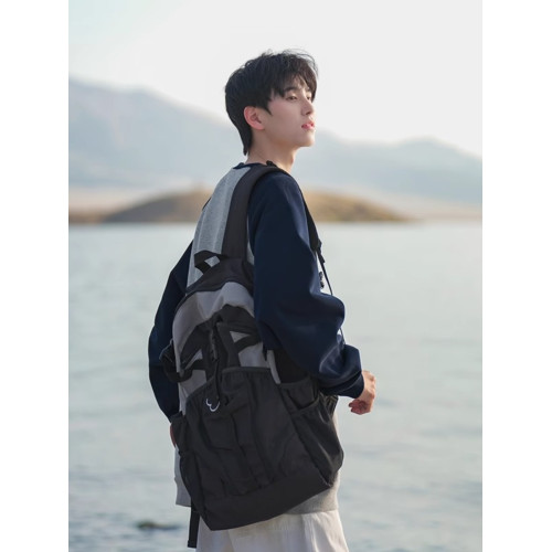 日系復古撞色圓領衛衣男生春秋冬潮牌寬鬆插肩袖套頭上衣加絨加厚