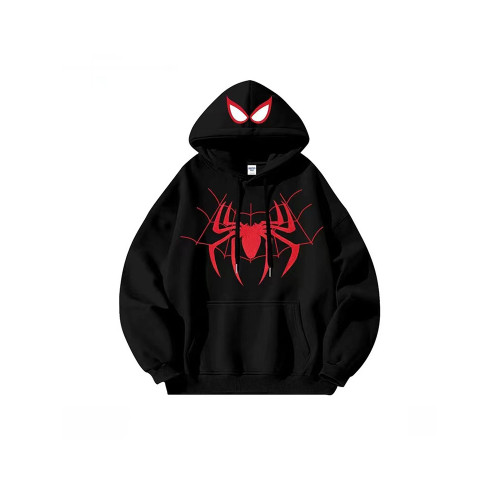 美式復古連帽衛衣男女情侶秋冬款hiphop蜘蛛人寬鬆休閒加絨外套潮