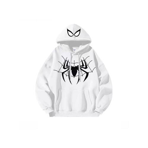 美式復古連帽衛衣男女情侶秋冬款hiphop蜘蛛人寬鬆休閒加絨外套潮