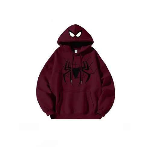 美式復古連帽衛衣男女情侶秋冬款hiphop蜘蛛人寬鬆休閒加絨外套潮