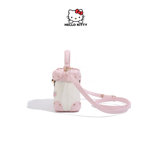 HelloKitty凱蒂貓盒子包撞色刺綉手提包包女時尚少女風單肩斜後後背包