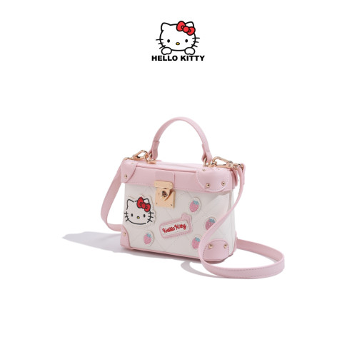 HelloKitty凱蒂貓盒子包撞色刺綉手提包包女時尚少女風單肩斜後後背包