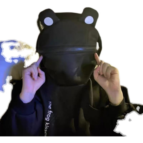 卡通青蛙頭加絨加厚連帽衛衣女男秋冬沙雕學生班服炸街上衣情侶潮