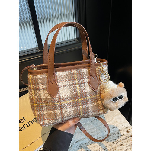 高級感毛呢格子包女2026新款韓系百搭單肩斜後後背包時尚手提水桶包女 高級感毛呢格子包女2026新款韓系百搭單肩斜後後背包時尚手提水桶包女