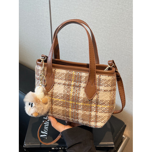 高級感毛呢格子包女2026新款韓系百搭單肩斜後後背包時尚手提水桶包女 高級感毛呢格子包女2026新款韓系百搭單肩斜後後背包時尚手提水桶包女