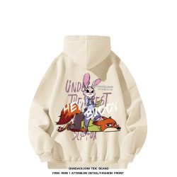 銀狐絨美式高街潮牌硃迪印花連帽衛衣男女秋冬寬鬆ins原宿風外套