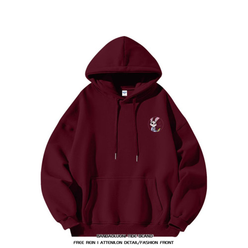 銀狐絨美式高街潮牌硃迪印花連帽衛衣男女秋冬寬鬆ins原宿風外套