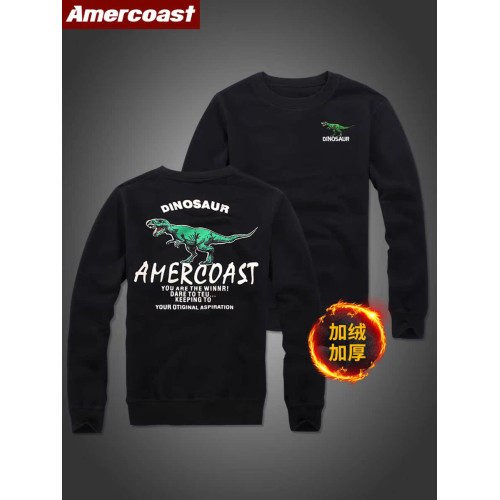 美洲海岸af衛衣男裝秋冬季寬鬆運動純棉加厚加絨圓領刺綉長袖上衣