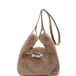 秋冬季洋氣毛絨手拎菜籃子包女2025新款超火毛毛包韓版百搭斜後後背包