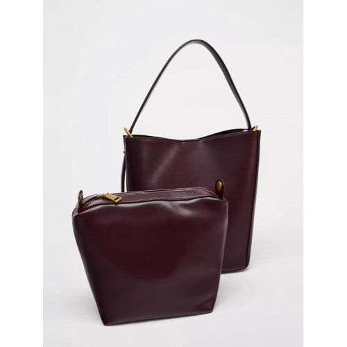 Za家女包2025秋冬新品時尚百搭單肩斜後後背包高級小衆設計水桶子母包 Za家女包2025秋冬新品時尚百搭單肩斜後後背包高級小衆設計水桶子母包