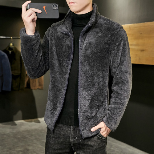 羊羔絨男大碼棉衣 加肥加大男士冬裝服 潮男連帽衫衛衣青年外套