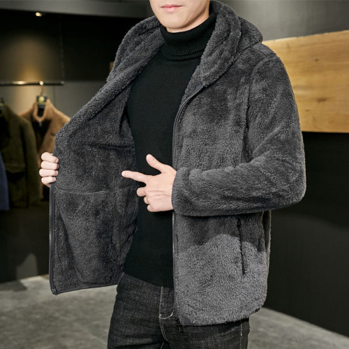 羊羔絨男大碼棉衣 加肥加大男士冬裝服 潮男連帽衫衛衣青年外套