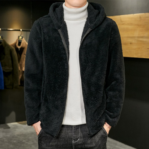 羊羔絨男大碼棉衣 加肥加大男士冬裝服 潮男連帽衫衛衣青年外套