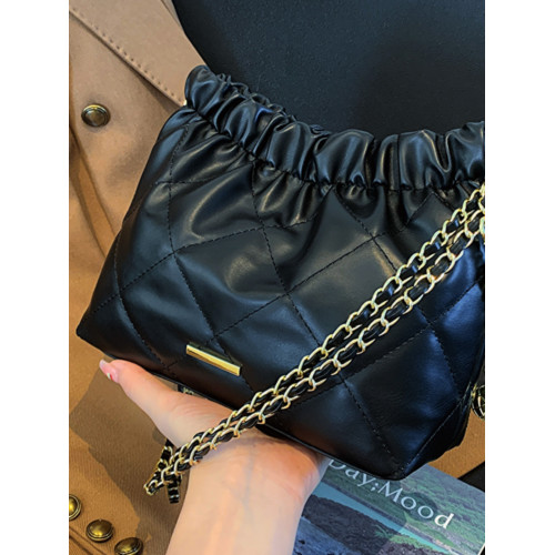 高級感小包包女包2025新款春夏菱格鏈條包爆款流行單肩斜背水桶包