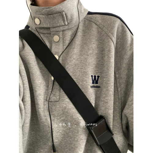 春秋日系復古cityboy拼接立領休閒衛衣情侶寬鬆套頭工裝外套學生 春秋日系復古cityboy拼接立領休閒衛衣情侶寬鬆套頭工裝外套學生