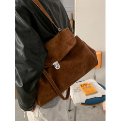 大容量麂皮絨公文包包女式2026新款高級感日常通勤百搭單肩斜後後背包